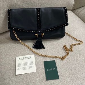 RLL Ralph Lauren black purse with gold studs